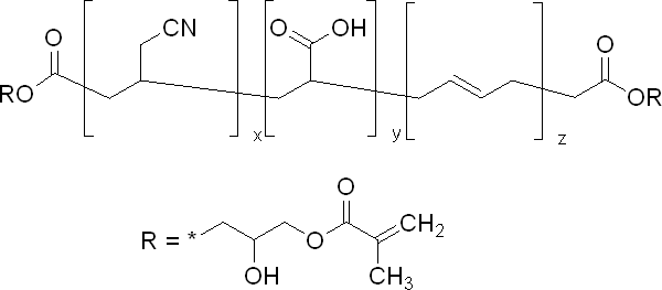 Poly(acrylonitrile-co-butadiene-co-acrylic acid), dicarboxy terminated, glycidyl methacrylate diester