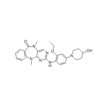 2-[[2-Ethoxy-4-(4-hydroxy-1-piperidinyl)phenyl]amino]-5,11-dihydro-5,11-dimethyl-6H-pyrimido[4,5-b][1,4]benzodiazepin-6-one Cas:1234480-50-2 第1张