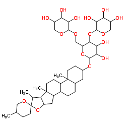 Spirostan-3-yl pentopyranosyl-(1->4)-[pentopyranosyl-(1->6)]hexopyranoside CAS:131123-73-4 第1张