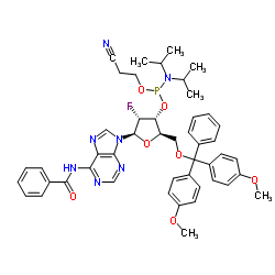 N-Benzoyl-5'-O-[bis(4-methoxyphenyl)(phenyl)methyl]-3'-O-[(2-cyanoethoxy)(diisopropylamino)phosphino]-2'-deoxy-2'-fluoroadenosine