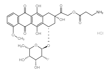 [2-[(2S,4S)-4-[(2R,3R,4R,5S,6S)-3-fluoro-4,5-dihydroxy-6-methyloxan-2-yl]oxy-2,5,12-trihydroxy-7-methoxy-6,11-dioxo-3,4-dihydro-1H-tetracen-2-yl]-2-oxoethyl] 3-aminopropanoate,hydrochloride