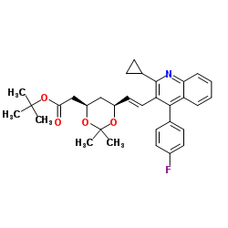 T-Butyl(3R,5S)-7-[2-cyclopropyl-4-(4-fluorophenyl)quinolin-3-yl]-3,5-isopropylidenedioxy-6-heptenoate Cas:147489-06-3 第1张