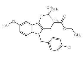 ethyl 3-[3-tert-butylsulfanyl-1-[(4-chlorophenyl)methyl]-5-methoxyindol-2-yl]-2,2-dimethylpropanoate