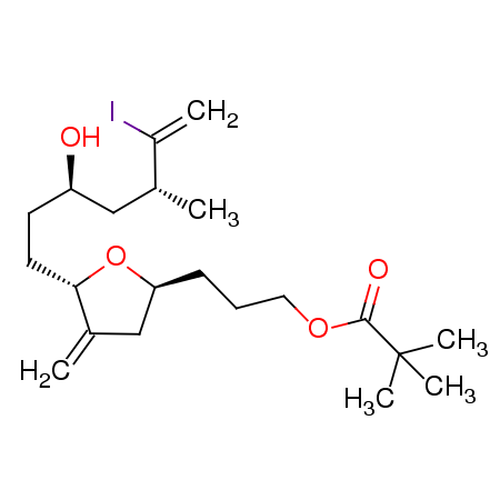 3-((2S,5S)-tetrahydro-5-((3R,5R)-3-hydroxy-6-iodo-5-methylhept-6-enyl)-4-methylenefuran-2-yl)propyl Pivalate Cas:157322-47-9 第1张