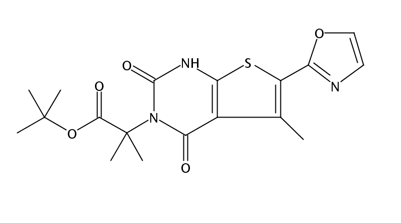 Tert-butyl2-methyl-2-(5-methyl-6-(oxazol-2-yl)-2,4-dioxo-1,2-dihydrothieno[2,3-d]pyrimidin-3(4H)-yl)propanoate Cas:2131091-31-9 第1张