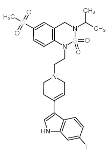 1-[2-[4-(6-fluoro-1H-indol-3-yl)-3,6-dihydro-2H-pyridin-1-yl]ethyl]-6-methylsulfonyl-3-propan-2-yl-4H-2λ6,1,3-benzothiadiazine 2,2-dioxide