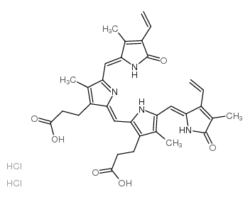 3-[(2Z,5E)-2-[[3-(2-carboxyethyl)-5-[(Z)-(3-ethenyl-4-methyl-5-oxopyrrol-2-ylidene)methyl]-4-methyl-1H-pyrrol-2-yl]methylidene]-5-[(4-ethenyl-3-methyl-5-oxopyrrol-2-yl)methylidene]-4-methylpyrrol-3-yl]propanoic acid,dihydrochloride