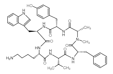 (2S)-6-amino-2-[[(2R)-2-[[(2S)-3-(4-hydroxyphenyl)-2-[[(2S)-2-(methylideneamino)propanoyl]amino]propanoyl]amino]-3-(1H-indol-3-yl)propanoyl]amino]-N-[(2S)-3-methyl-1-oxo-1-[[(2S)-1-oxo-3-phenylpropan-2-yl]amino]butan-2-yl]hexanamide