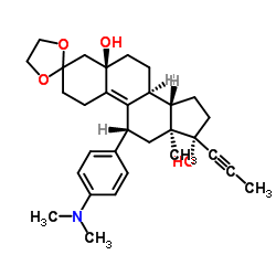 Estr-9-en-3-one, 11-[4-(dimethylamino)phenyl]-5,17-dihydroxy-17-(1-propynyl)-, Cyclic 1,2-ethanediyl Acetal, (5a,11b,17b)- Cas:84371-64-2 第1张