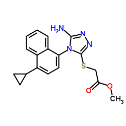Methyl 2-((5-amino-4-(4-cyclopropylnaphthalen-1-yl)-4H-1,2,4-triazol-3-yl)thio)acetate Cas:878671-98-8 第1张