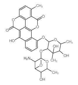 Benzo[h][1]benzopyrano[5,4,3-cde][1]benzopyran-5,12-dione, 10-[[2-O-(2-amino-2,6-dideoxy-3-O-methyl-.α.-D- galactopyranosyl)-6-deoxy-3-C-methyl-.β.-D- galactopyranosyl]oxy]-6-hydroxy-1-methyl