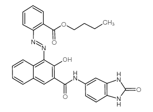 butyl 2-[(2Z)-2-[2-oxo-3-[(2-oxo-1,3-dihydrobenzimidazol-5-yl)carbamoyl]naphthalen-1-ylidene]hydrazinyl]benzoate